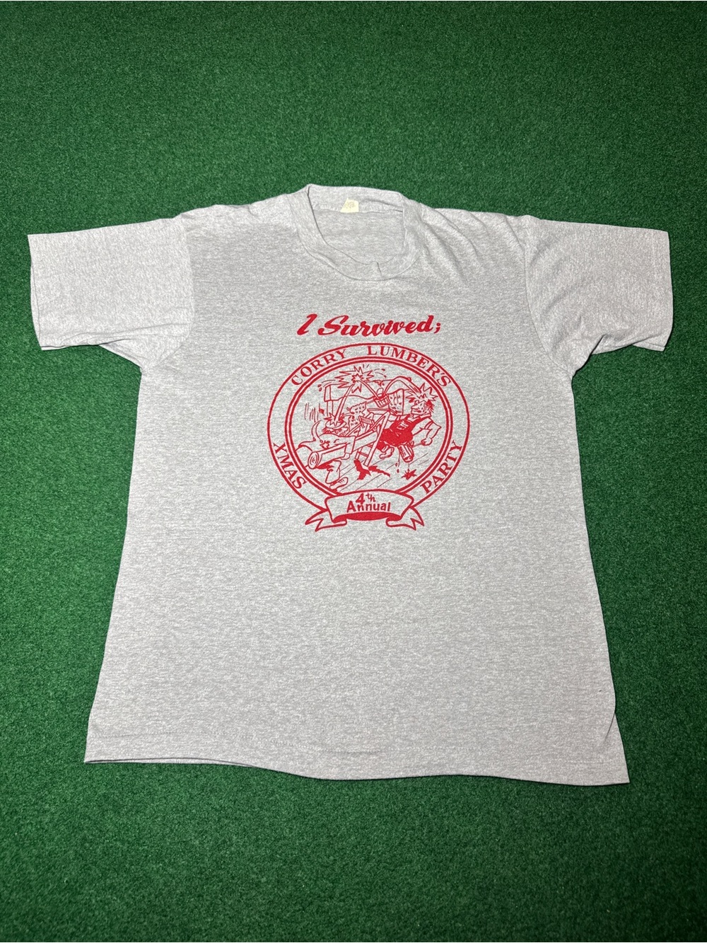 Christmas Party Vintage 80s T Shirt I Survived Corry Lumber M/L Christmas Shirt